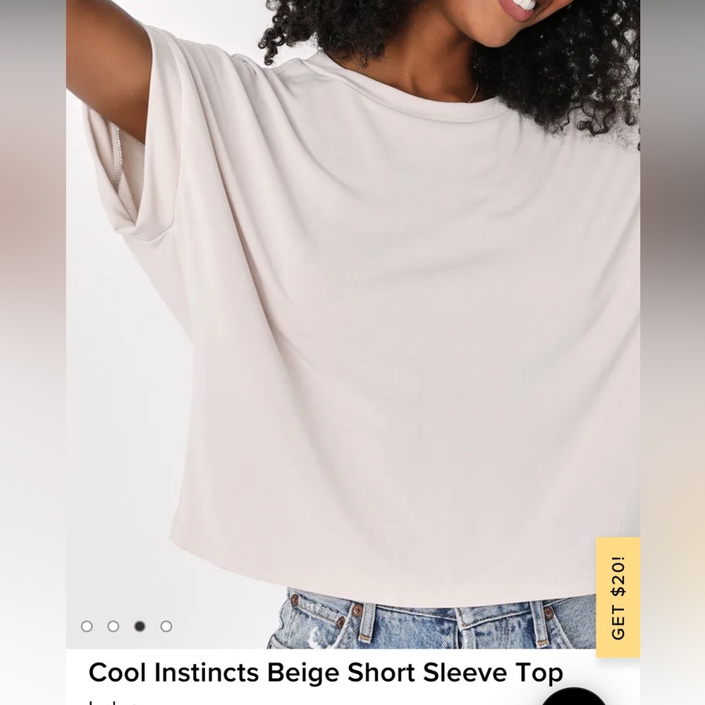 Lulus cool instincts beige short sleeve top